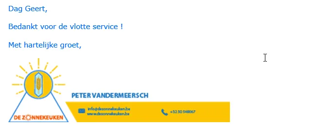 Vlotte service testimonial Zonnekeuken